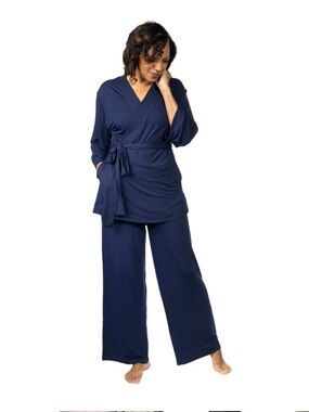 Kick-It Home Recovery Long Sleeve Pajamas Navy XL Modal